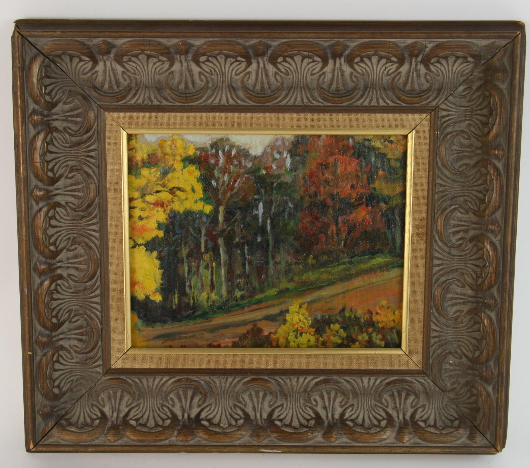 Campagna vintage del New England   Paesaggio dipinto a olio anni '50 - Painting di Unknown