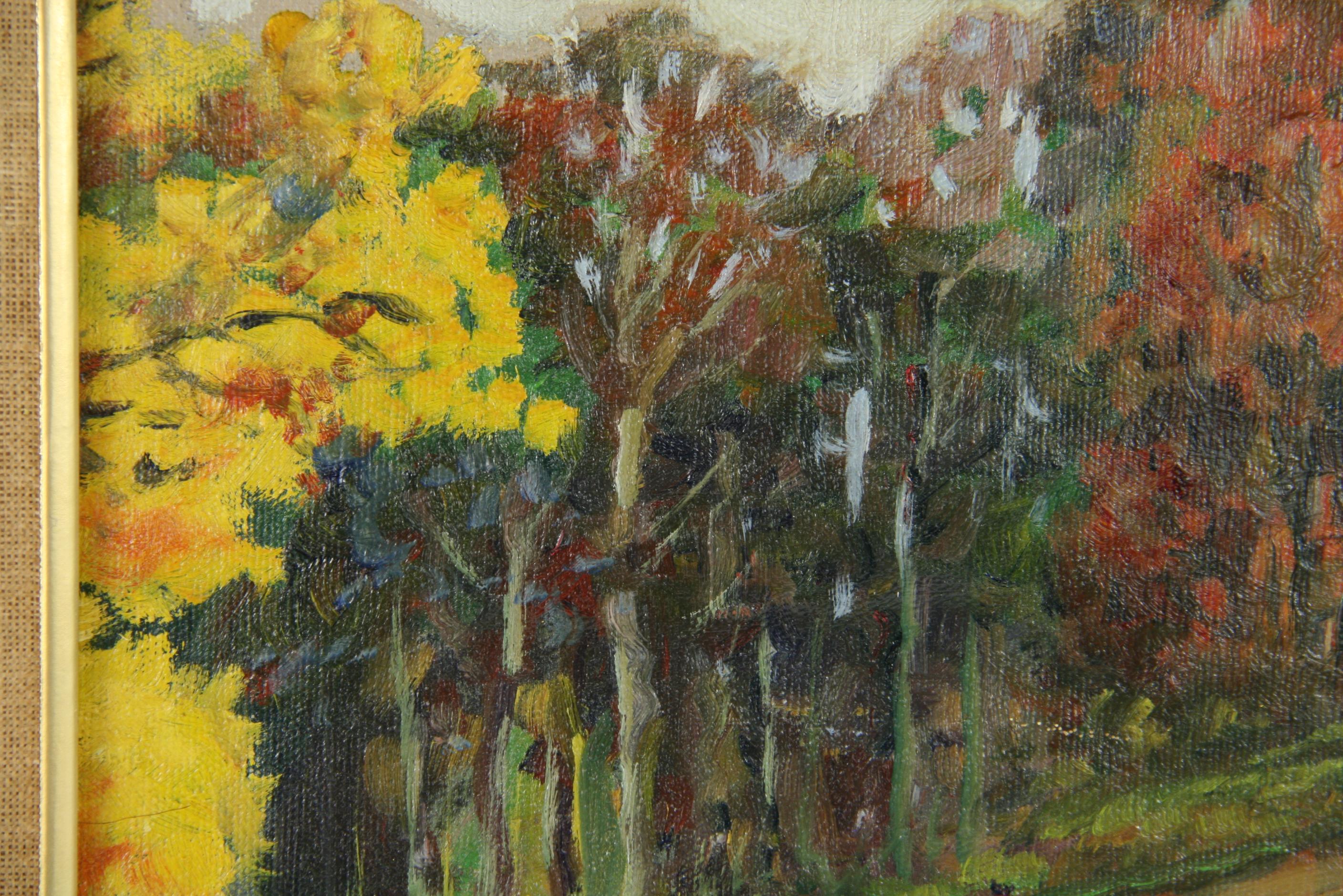 Campagna vintage del New England   Paesaggio dipinto a olio anni '50 in vendita 1