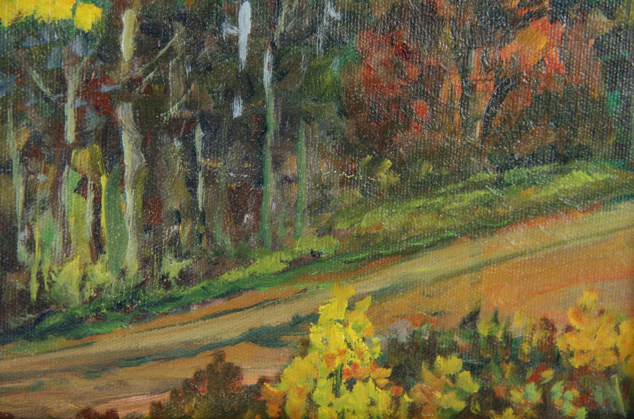 Campagna vintage del New England   Paesaggio dipinto a olio anni '50 in vendita 2