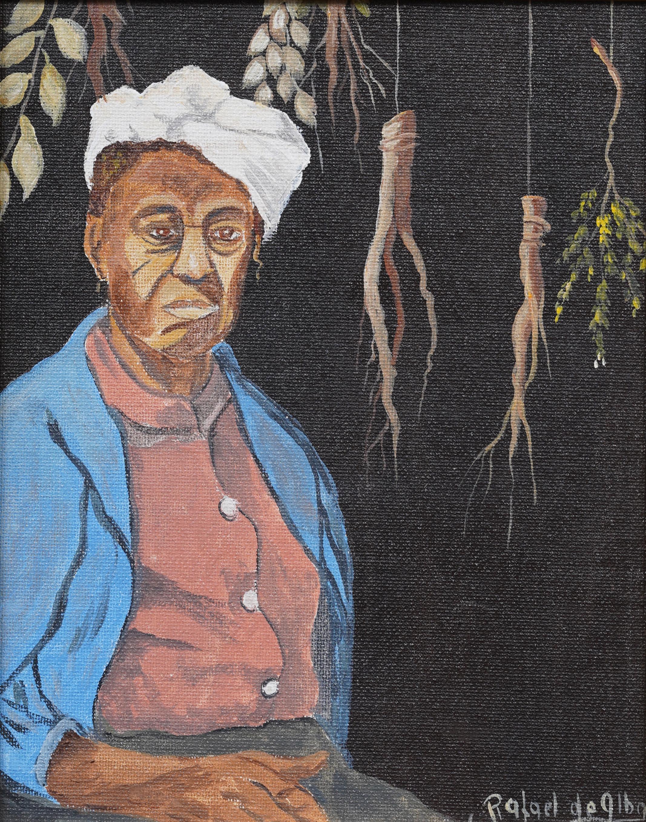 Impressive early American modernist interior view of a chef.  Signed.  Image size, 10H by 8L.