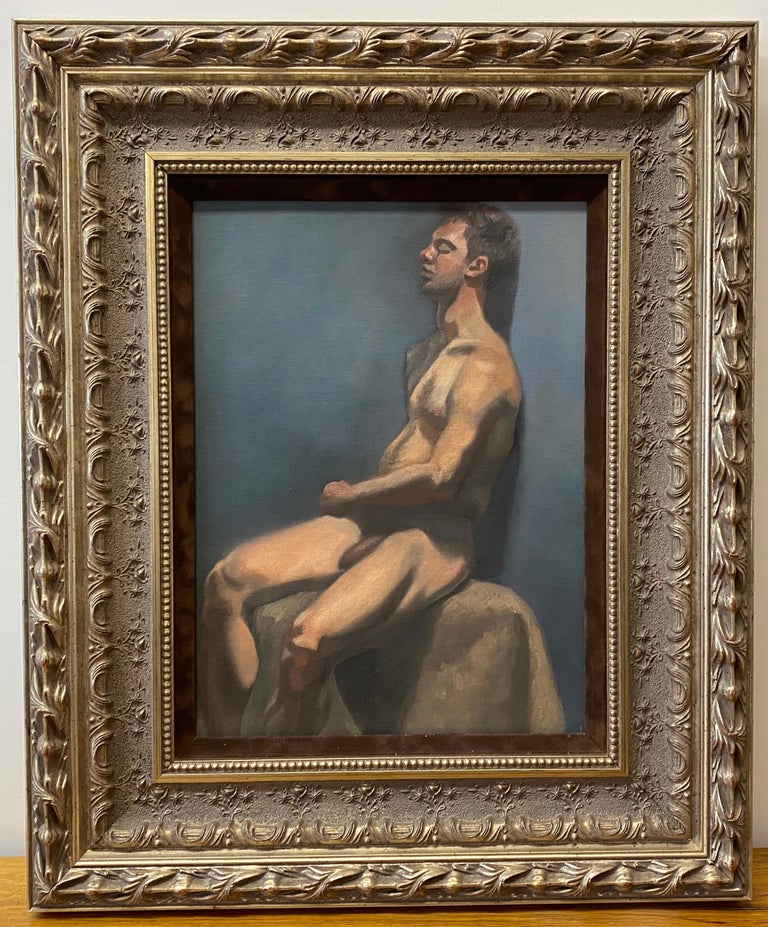 Unknown Nude Painting - Vintage Nude Male Oil Painting