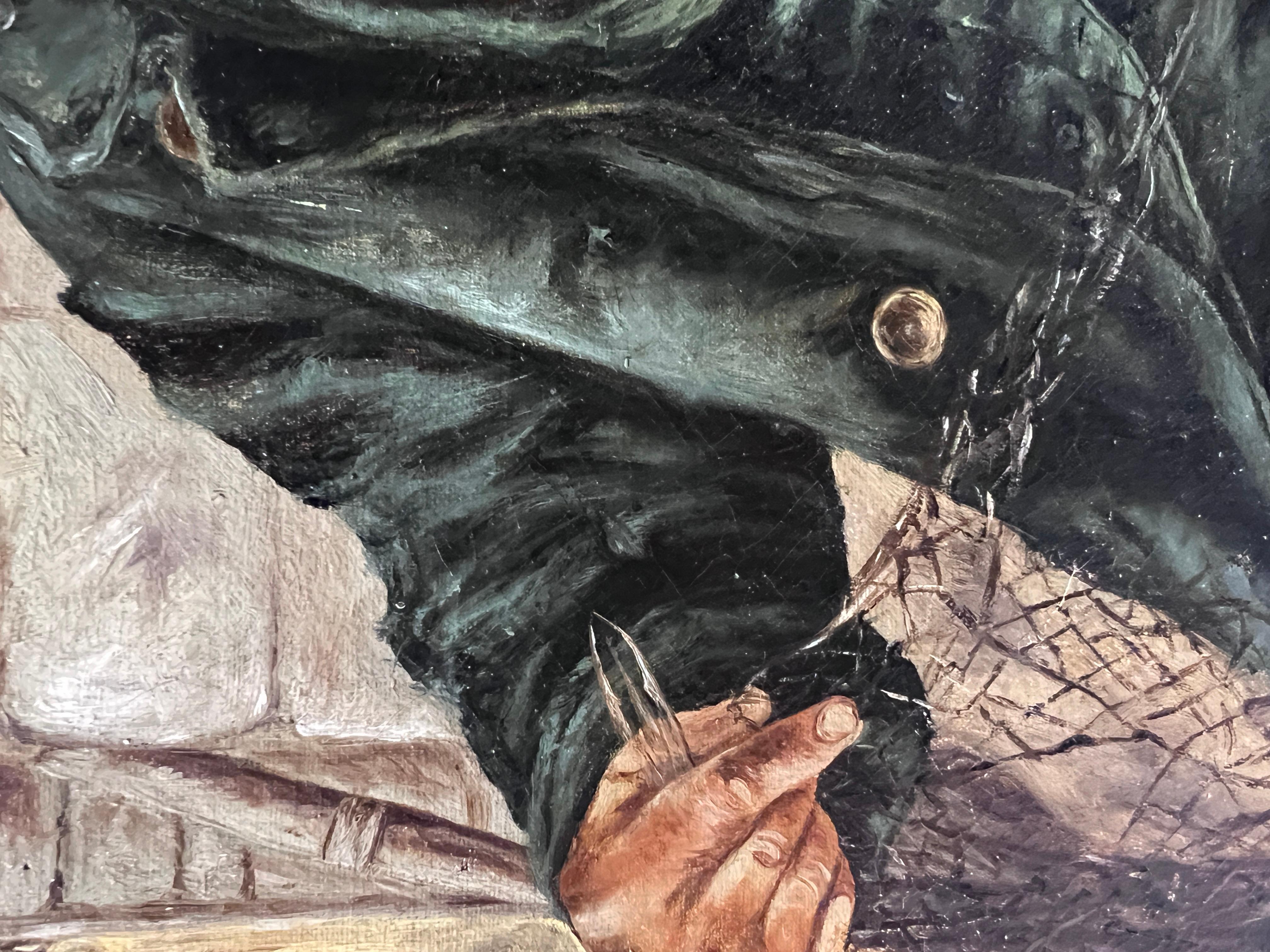 Olio su tela d'epoca, Ritratto di pescatore, incorniciato, non firmato in vendita 3