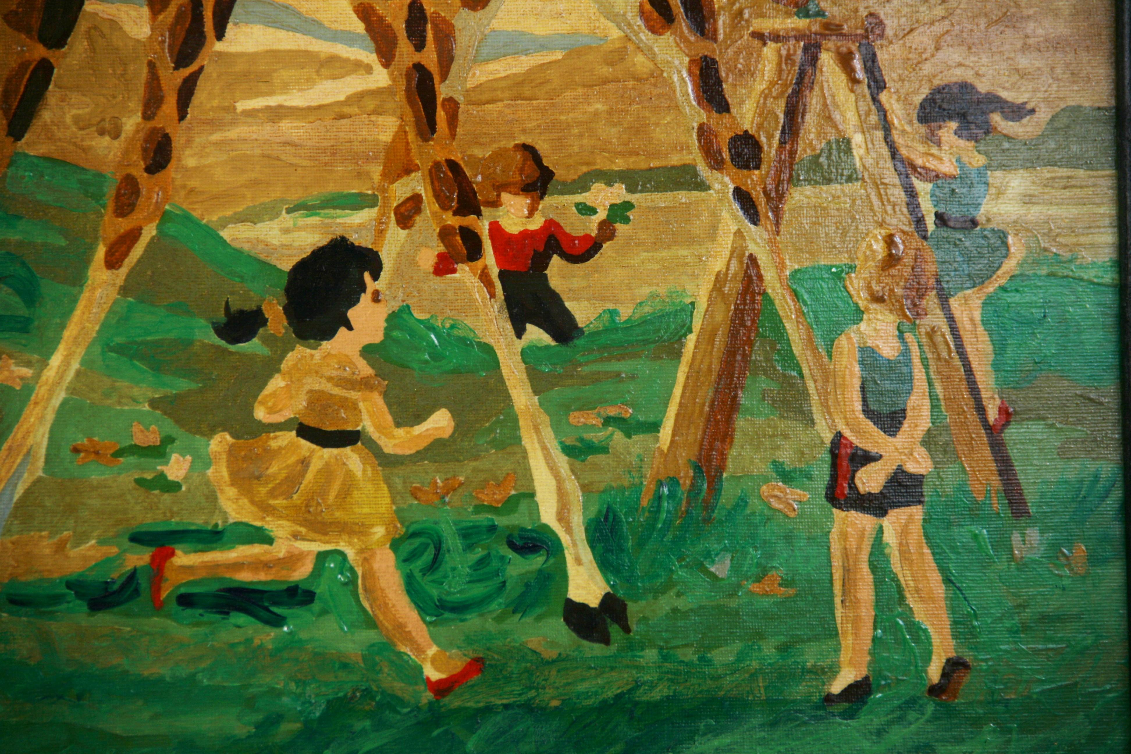 Pittura a olio vintage 