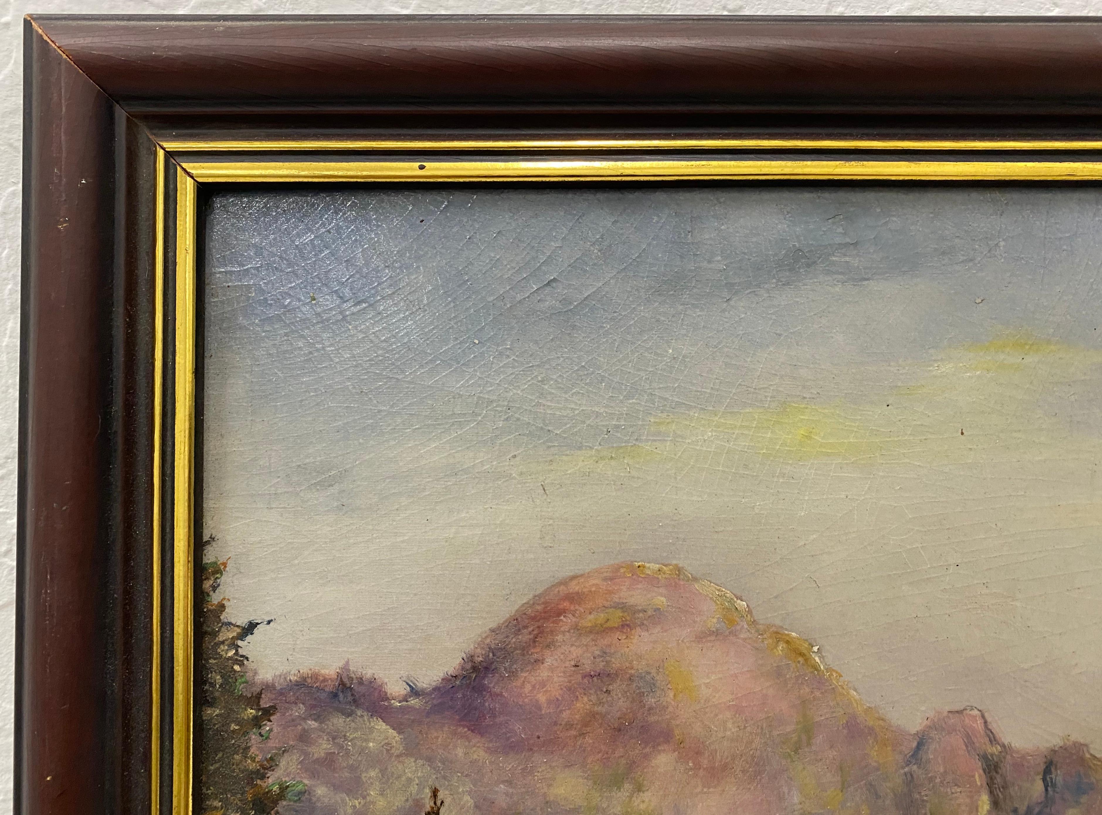 vintage mountain painting