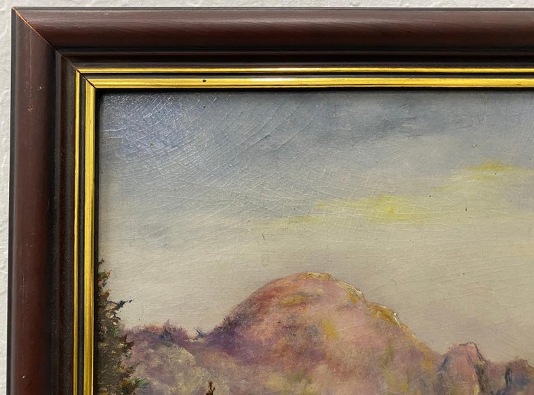 Vintage Oil Painting Luminous Mountain Landscape by F.A. Millard c.1925 For Sale 1