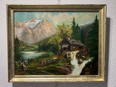 Vintage-Ölgemälde auf Leinwand von Anna, Bauernlandschaft, gerahmt