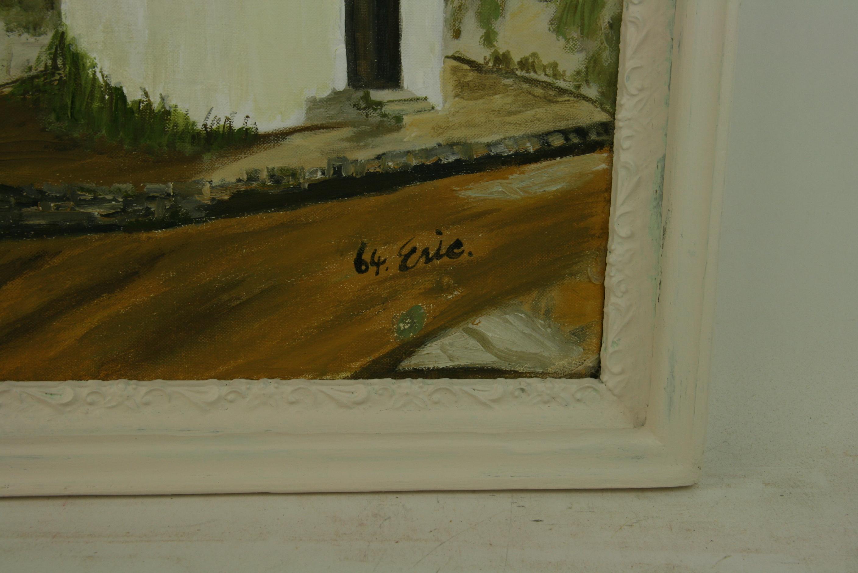 Vintage Oil Painting Windmill on Mykonos Landscape  1964 For Sale 3
