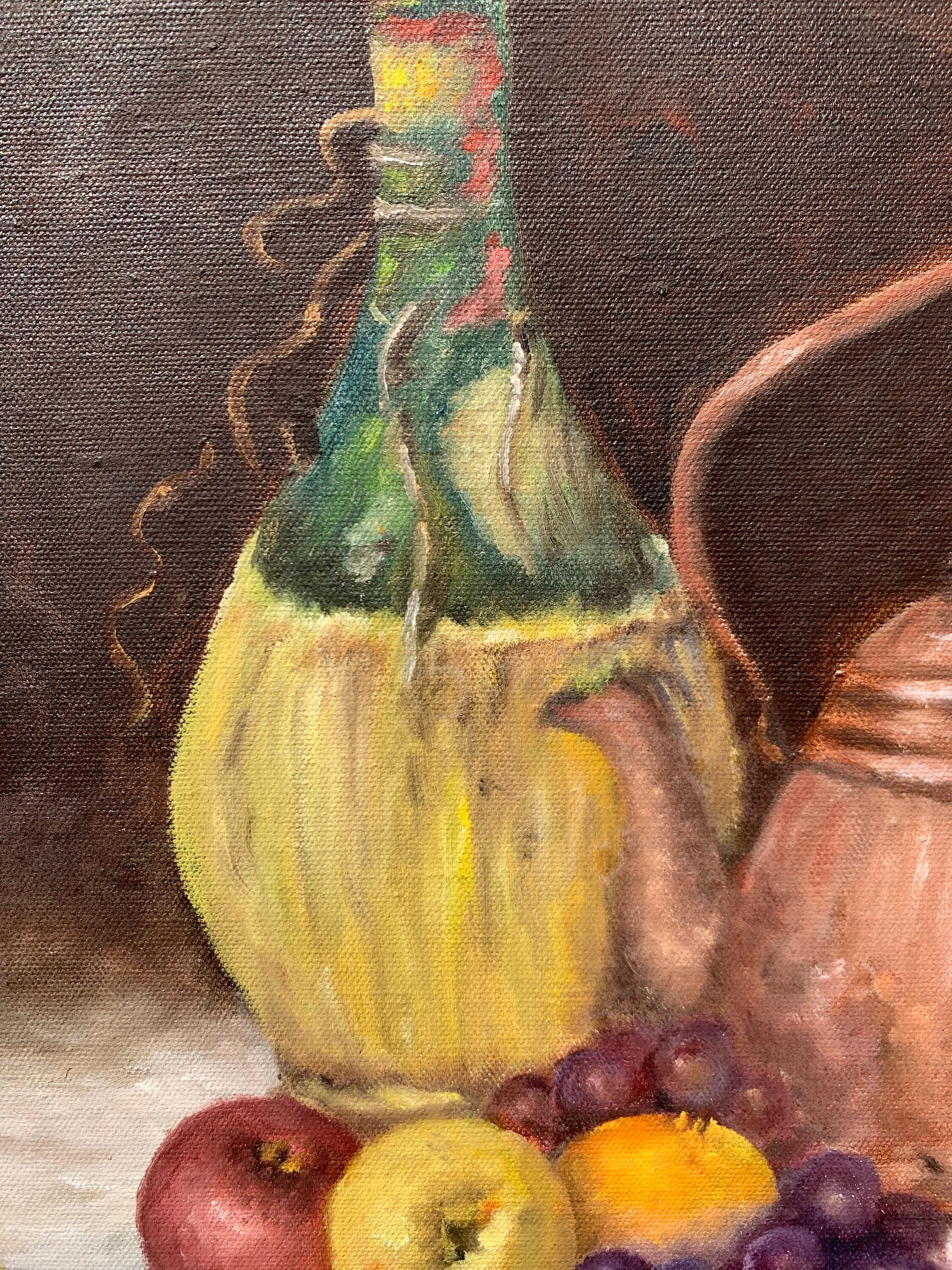 Originales Vintage-Stillleben, Ölgemälde auf Leinwand, gerahmt, signiert (Realismus), Painting, von Unknown