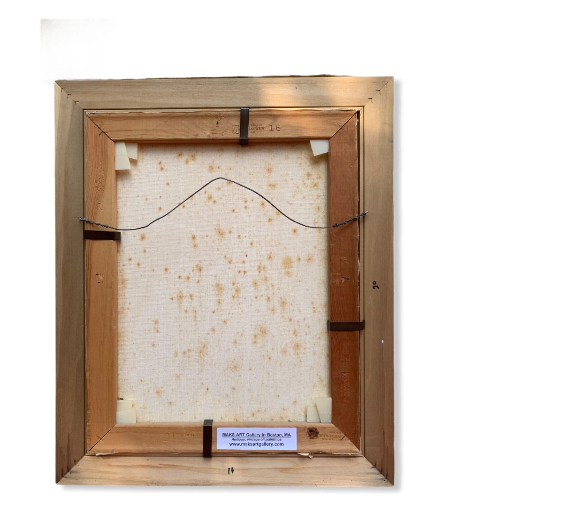 Originales Vintage-Stillleben, Ölgemälde auf Leinwand, gerahmt, signiert im Angebot 3