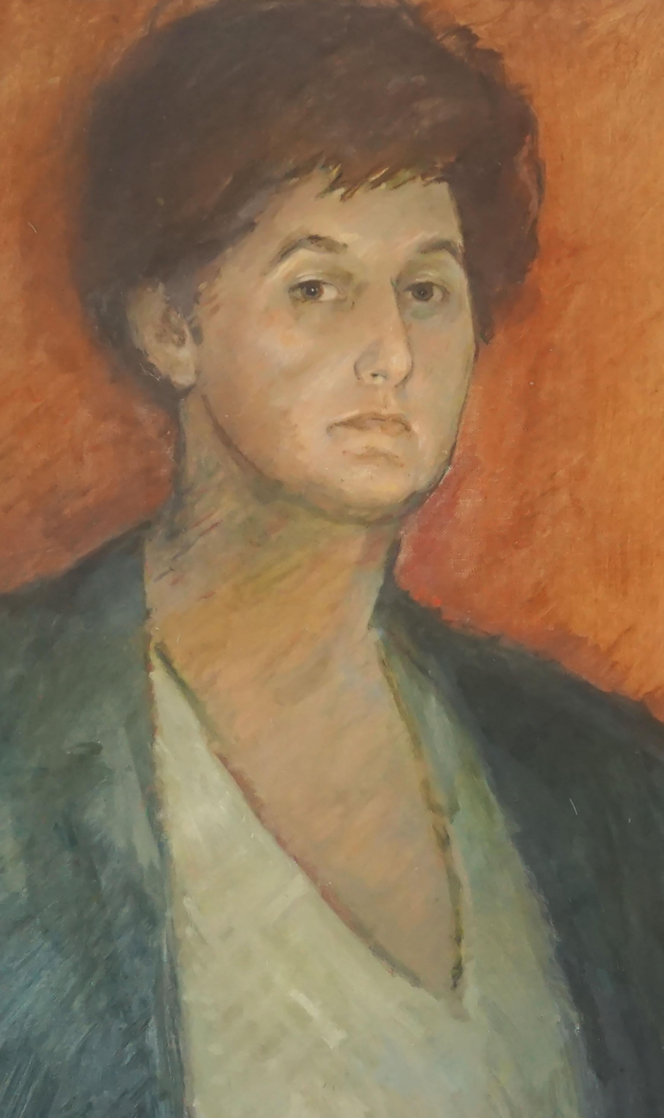Vintage Original Retrato al óleo de mujer 
