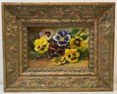 Vintage "Pansies" Original Still Life Oil Painting by S. Peale 20th C.