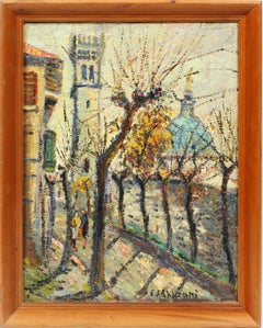 Vintage Paris Modern Impressionist Signed Original Street Scene Oil Painting