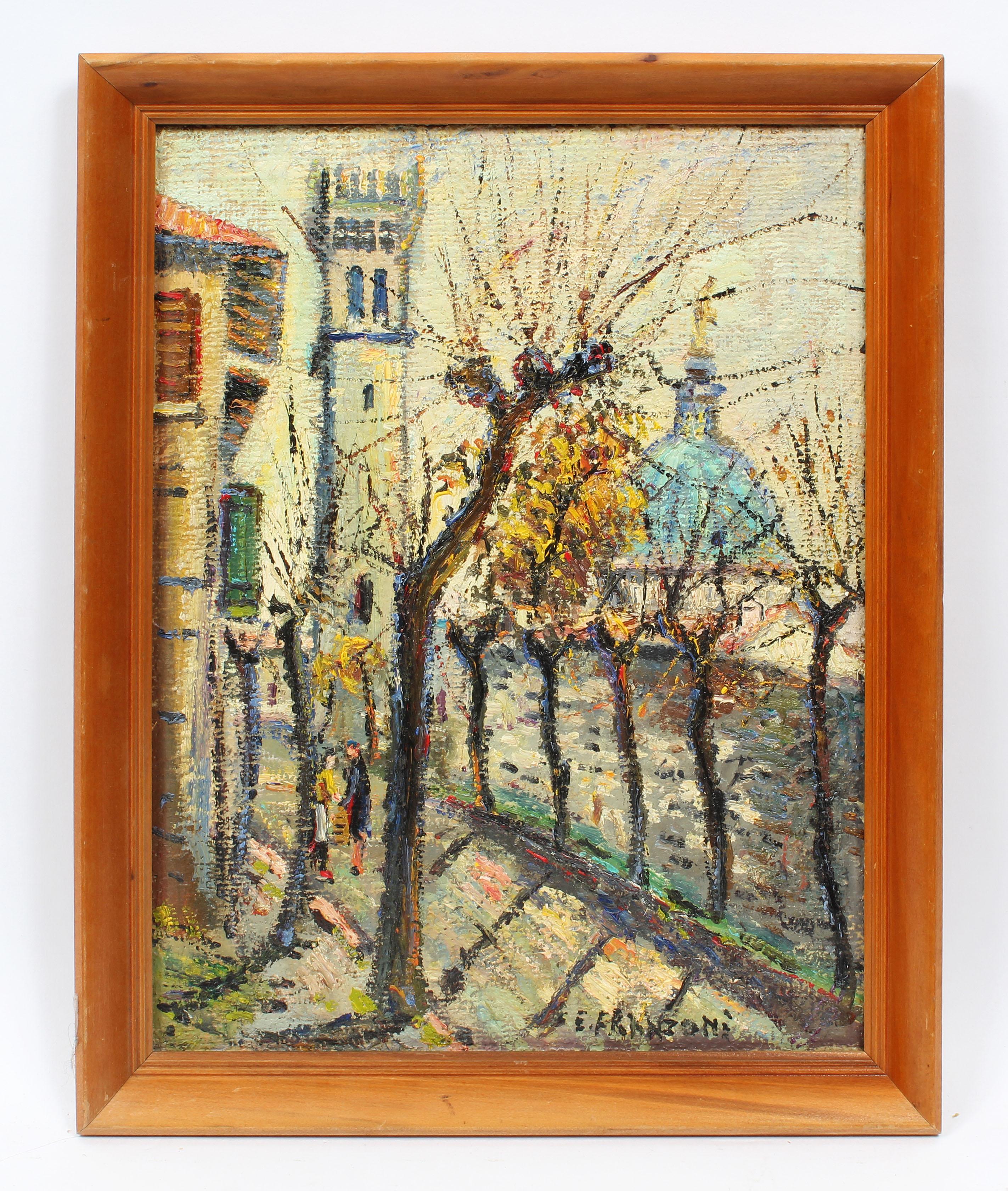 Vintage Paris Modern Impressionist Signed Original Street Scene Oil Painting