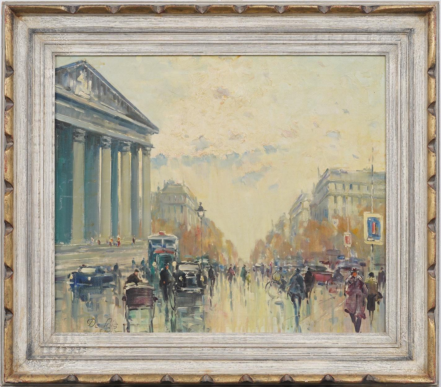 Vintage Paris Street Scene Signed Framed Impressionist Original Oil Painting