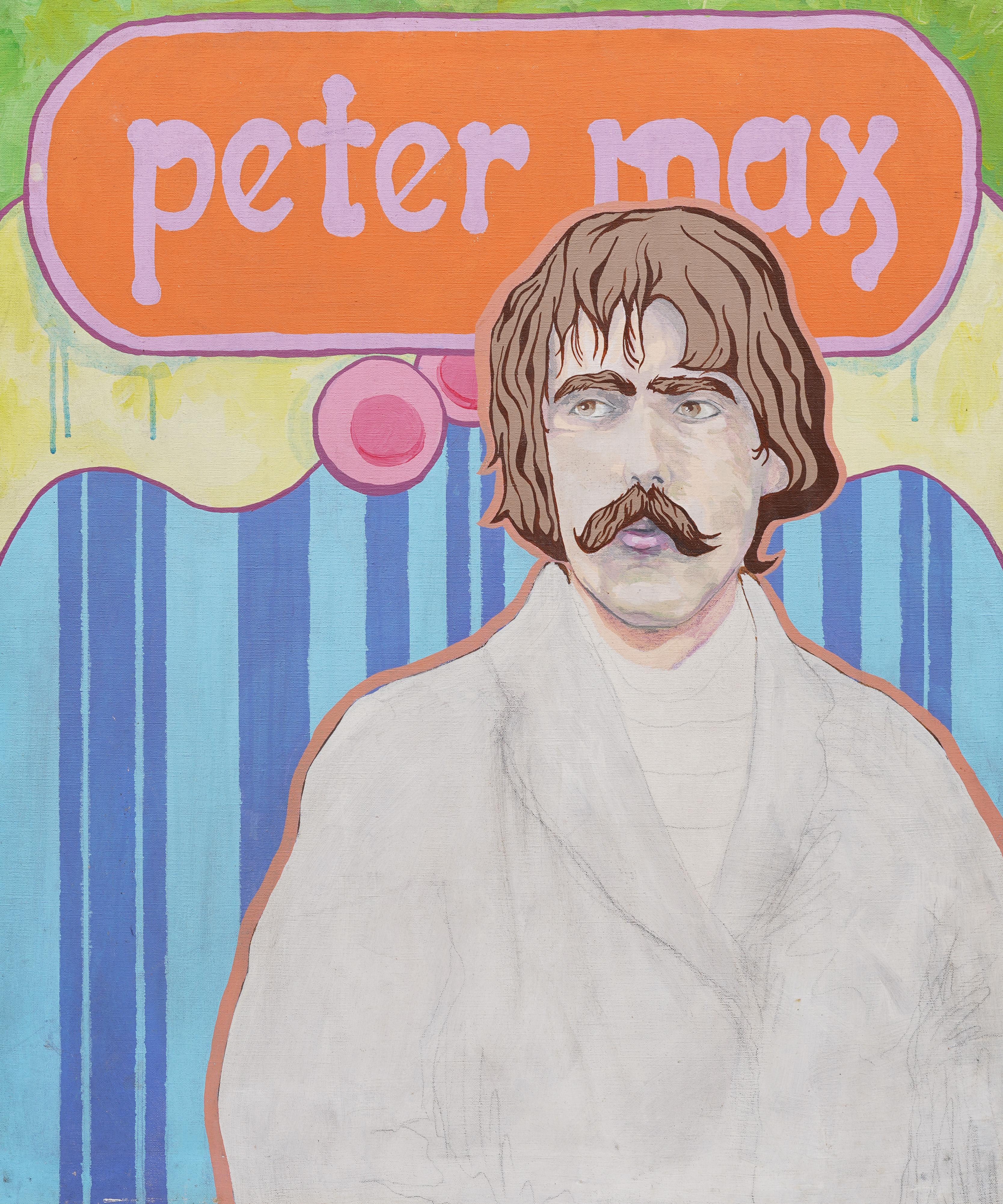Vintage Pop-Art-Porträt von Peter Max, Original gerahmtes Ölgemälde im Angebot 1