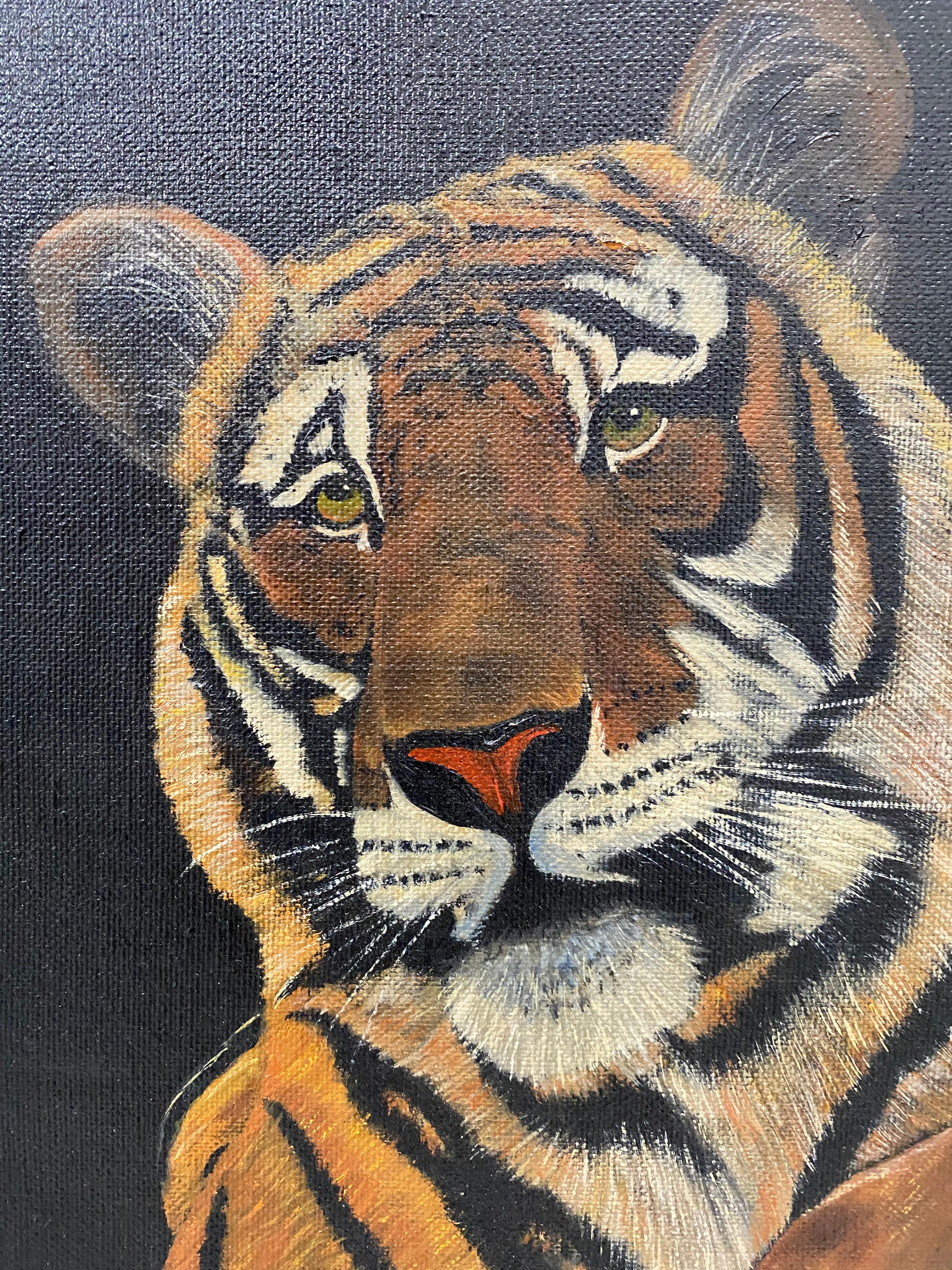 Vintage Portrait of a Tiger in a Tree by Periera C.1970

Original oil on canvas

Dimensions 16