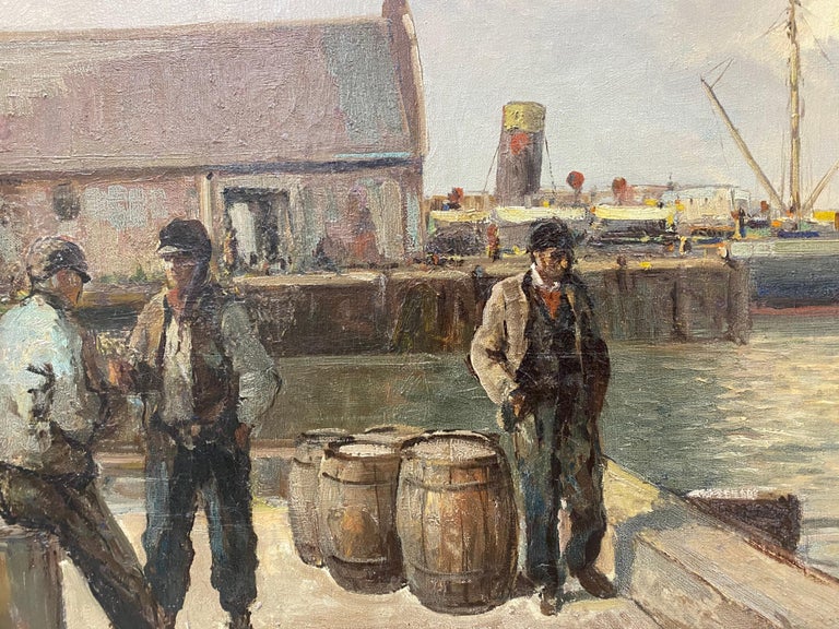 Unknown 19th Century Shipyard Workers Original Oil Painting at 1stDibs