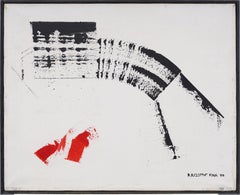 Signiertes abstrakt-expressionistisches gerahmtes minimalistisches New Yorker Ölgemälde, Vintage
