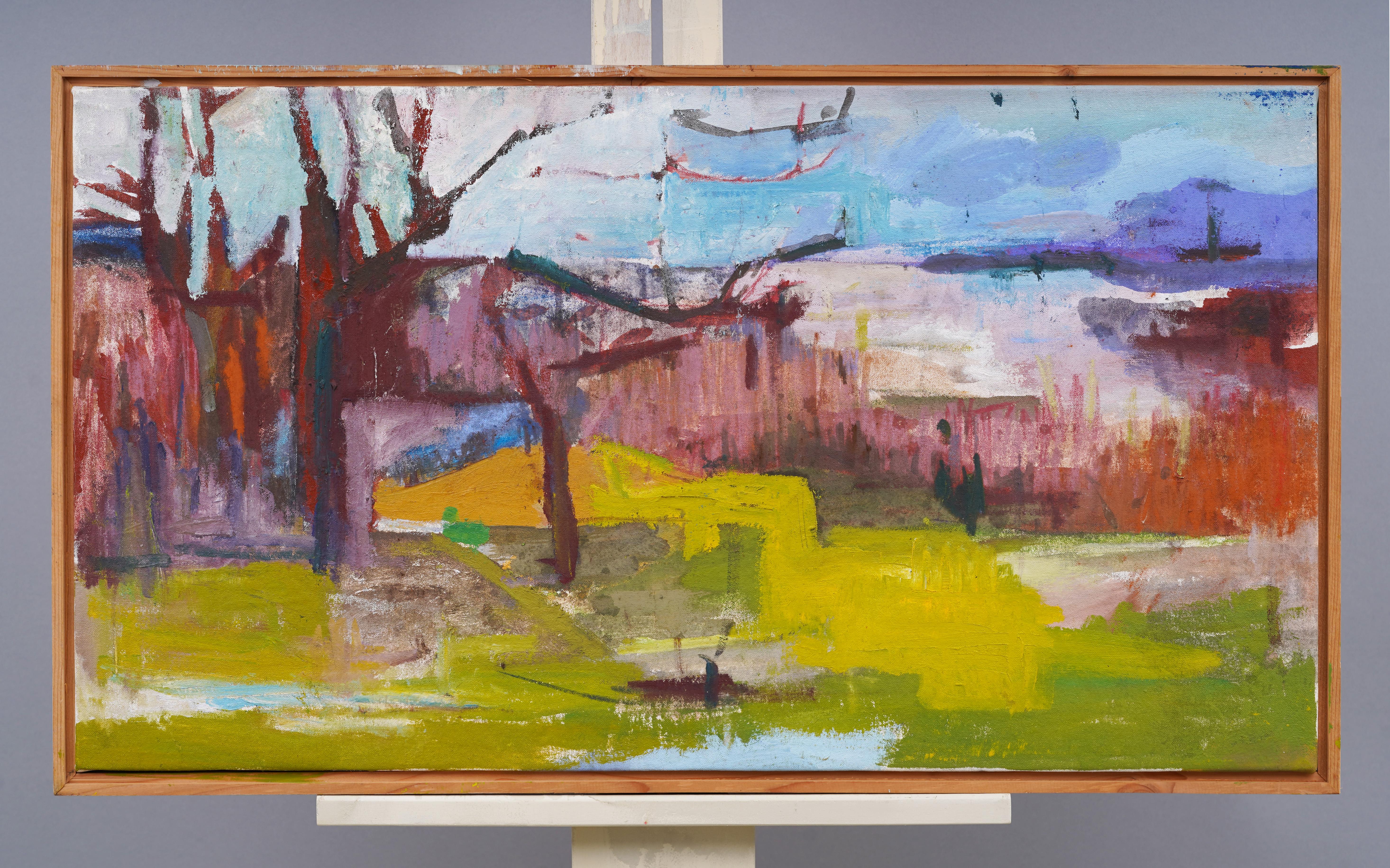 Pintura al óleo de un paisaje impresionista modernista americano firmado vintage - Painting de Unknown