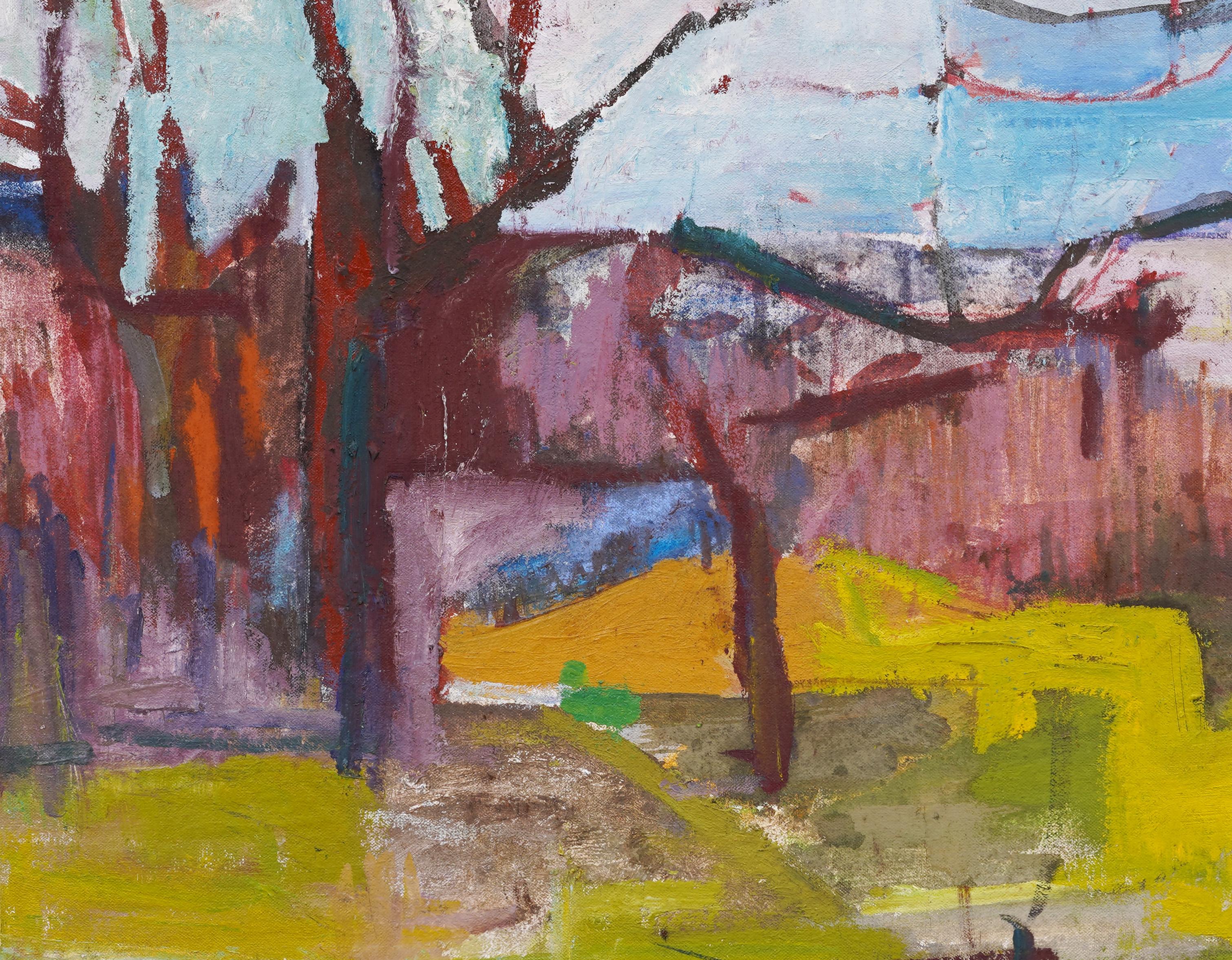 Pintura al óleo de un paisaje impresionista modernista americano firmado vintage - Landscape Painting Marrón de Unknown