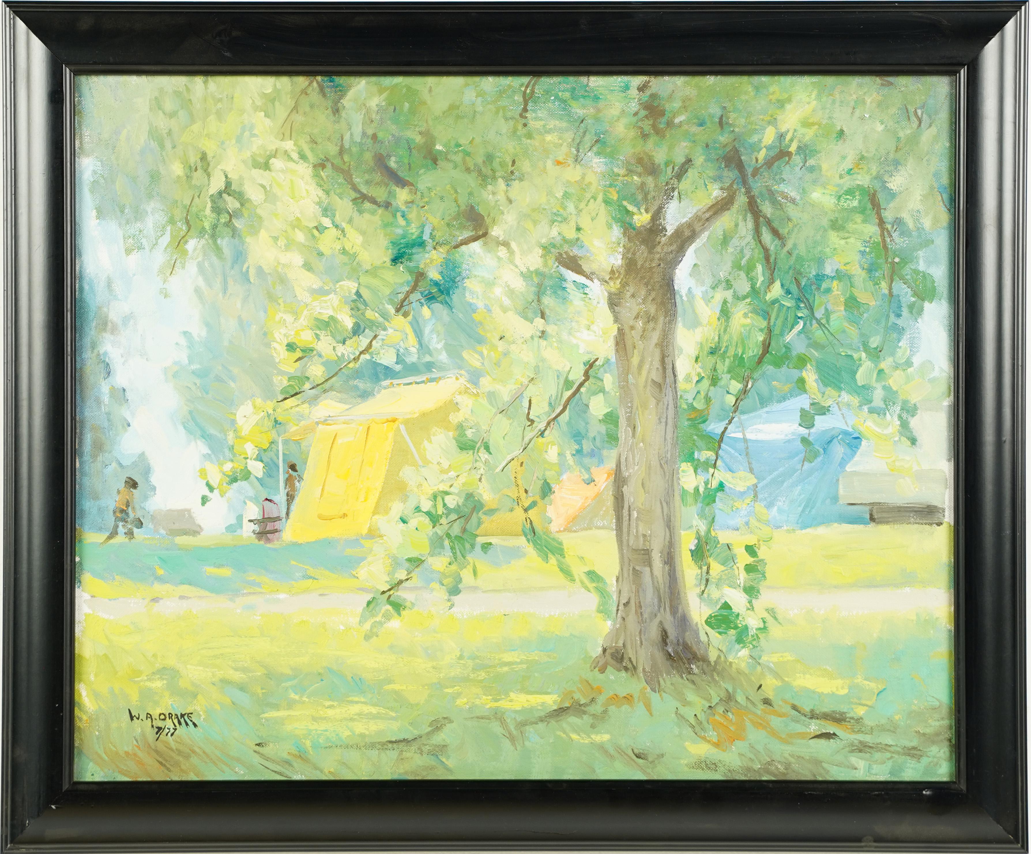 Unknown Landscape Painting - Vintage Signed Canadian Impressionist Landscape Framed Luminous Oil Painting