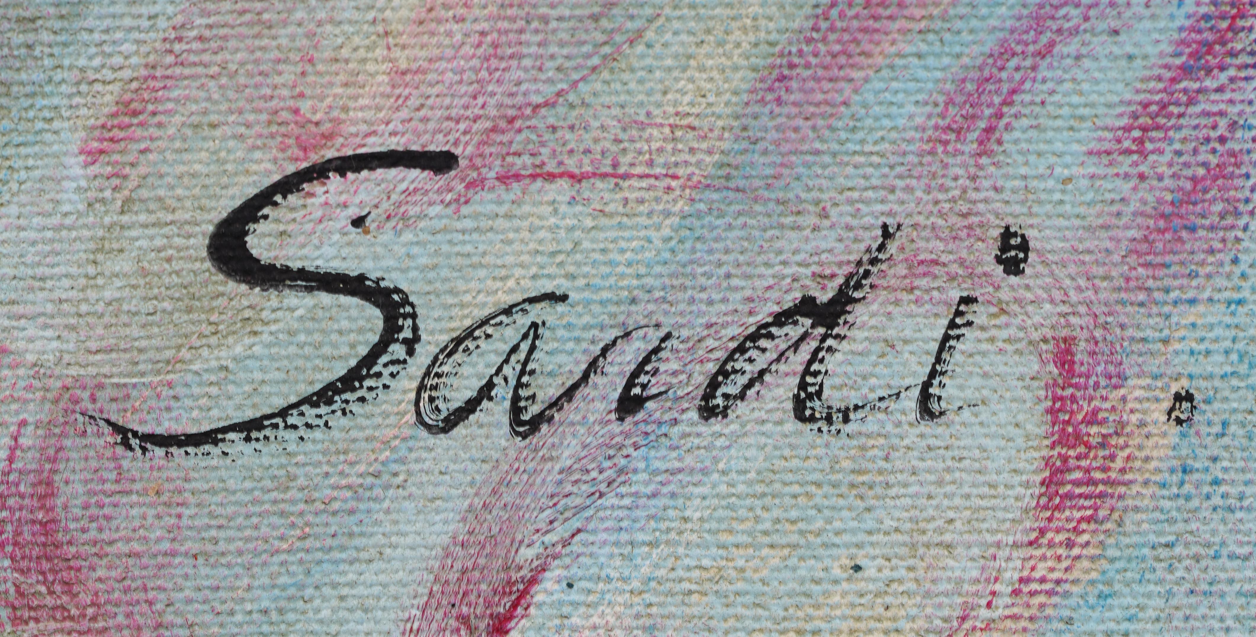 Antico dipinto ad olio impressionista di natura morta floreale. Olio su tela. Firmato. Incorniciato. Misura 31 x 37 pollici in totale.