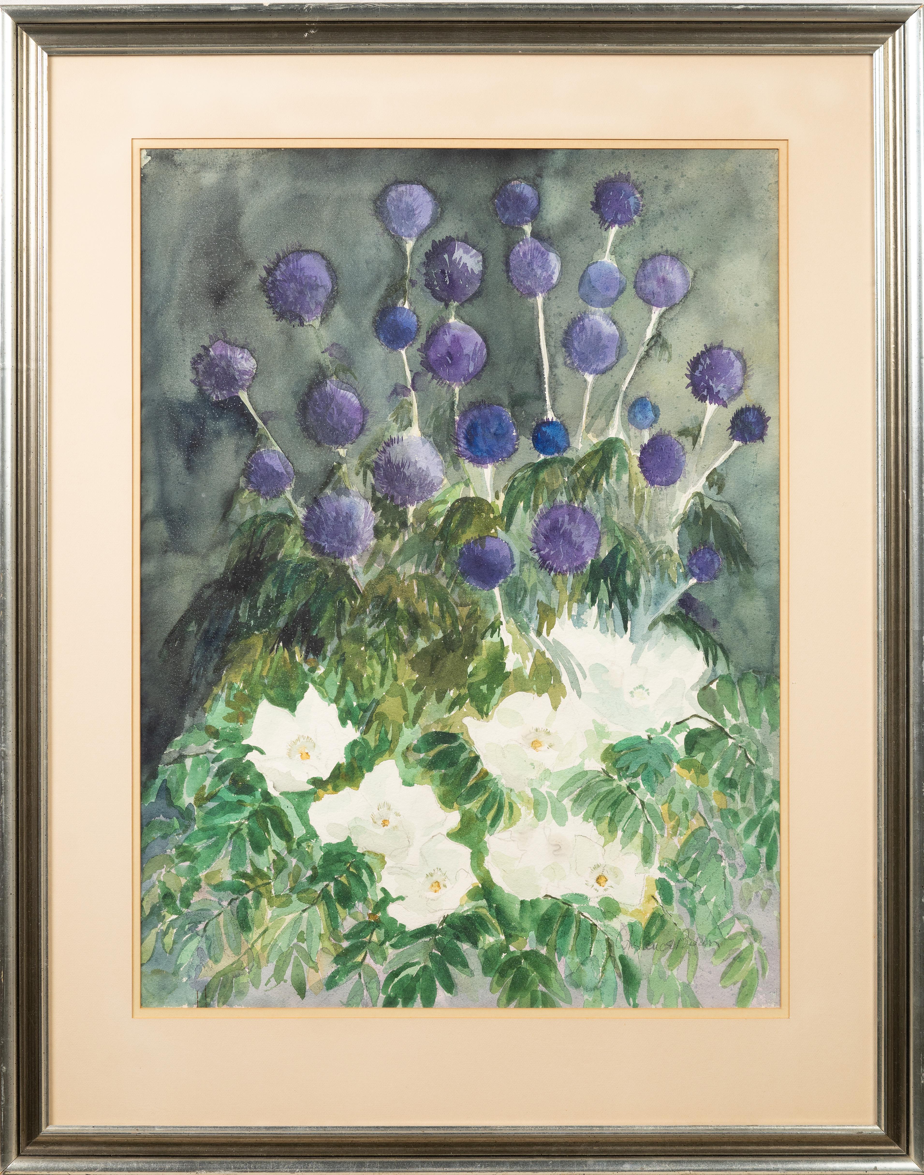 Quadro d'epoca firmato Impressionista Natura morta di fiori con cornice firmata - Painting di Unknown
