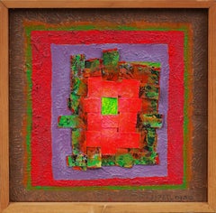 Vintage Signed Mixed Media Abstract Painting Assemblage