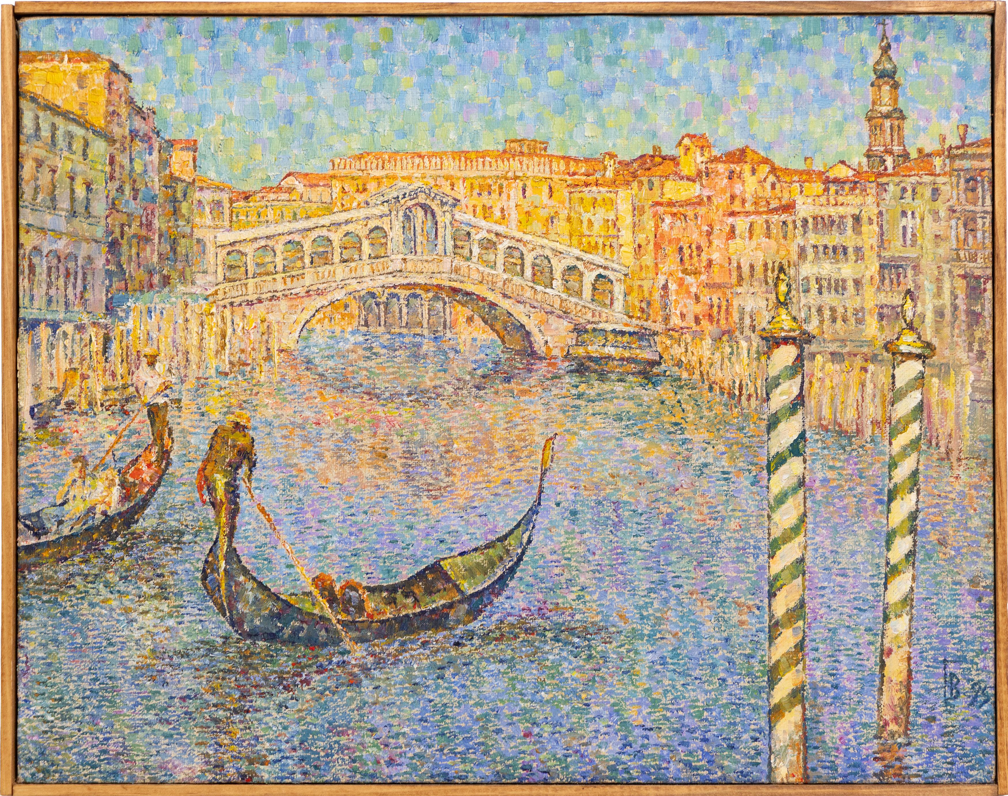 Vintage By Firmato Venezia paesaggio urbano Canal Grande Pittura impressionista
