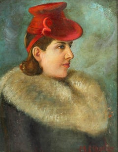 Vintage Signed Society Female Portrait