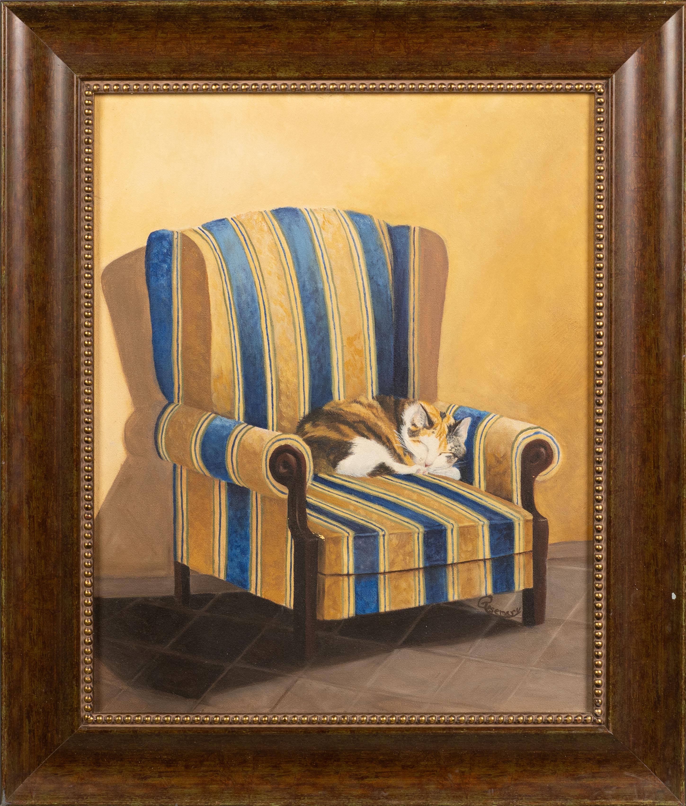 cat on chair painting