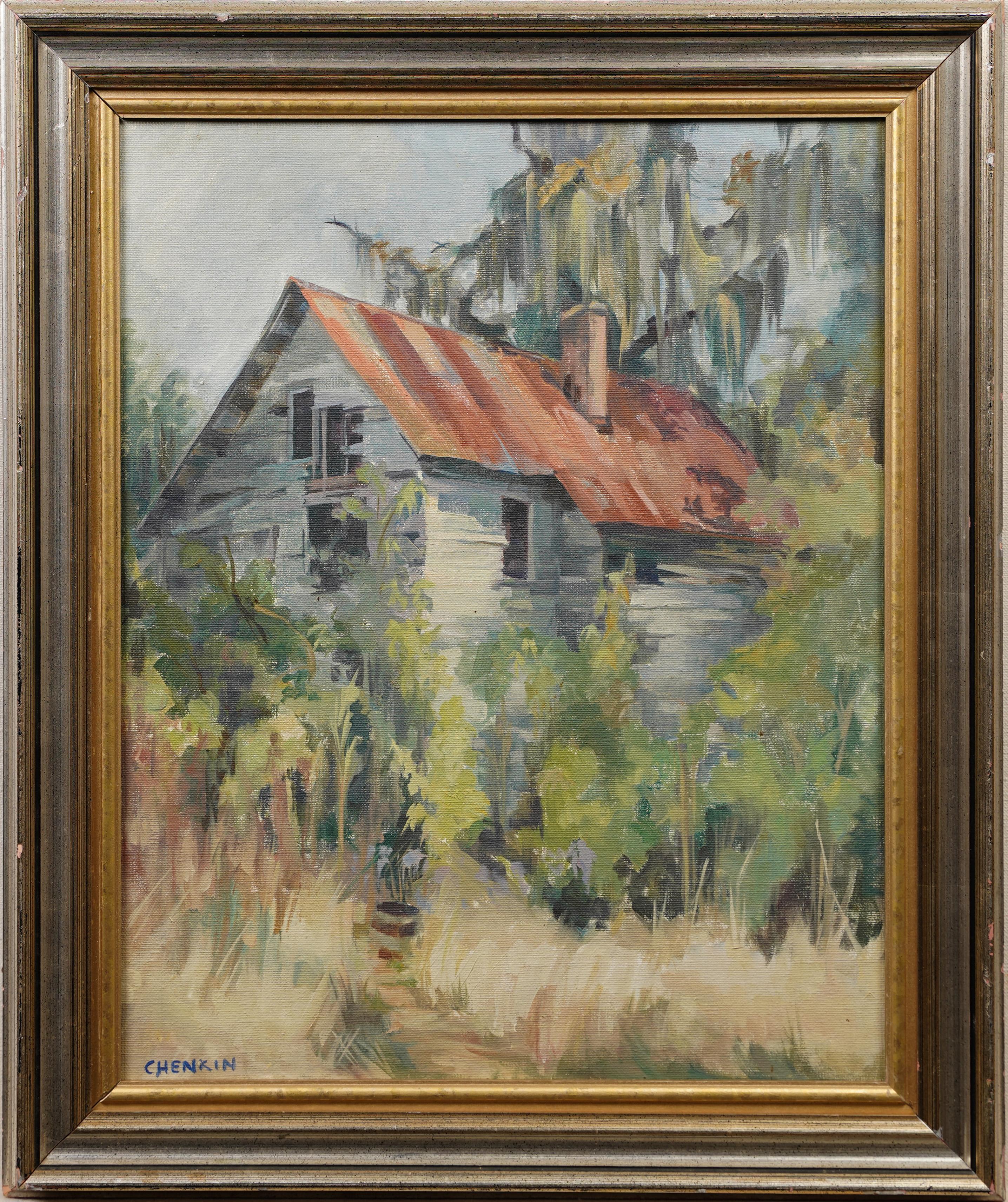 Vintage Southern School espagnol paysage de mousse Louisianna encadré et signé - Painting de Unknown