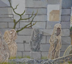 Vintage Surreal Oil Painting on Canvas c.1940s to 1950s.