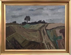 Vintage Swedish Framed Landscape Oil Painting - Country Fields