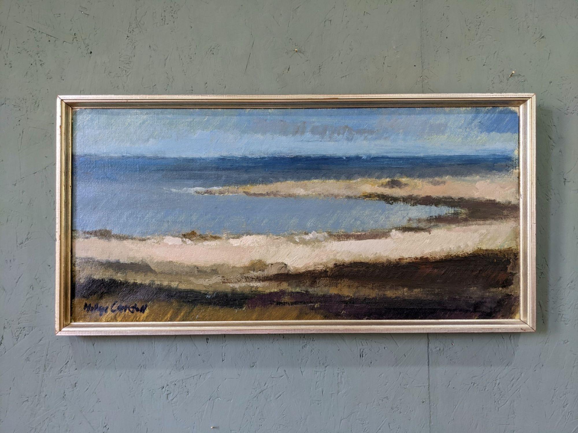 Vintage Swedish Mid-Century Framed Coastal Landscape Oil Painting - Blue Breeze 8
