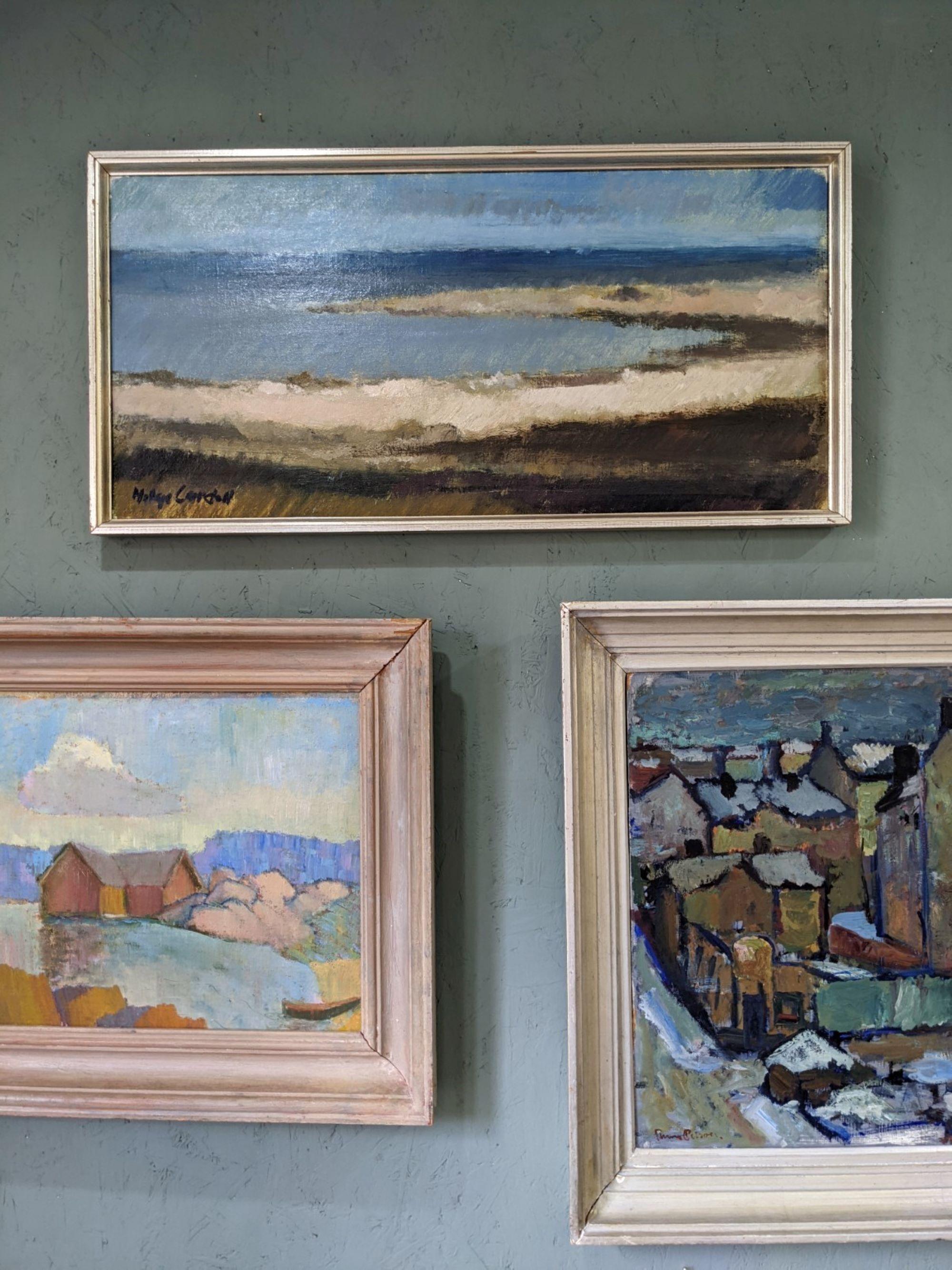 Vintage Swedish Mid-Century Framed Coastal Landscape Oil Painting - Blue Breeze 9