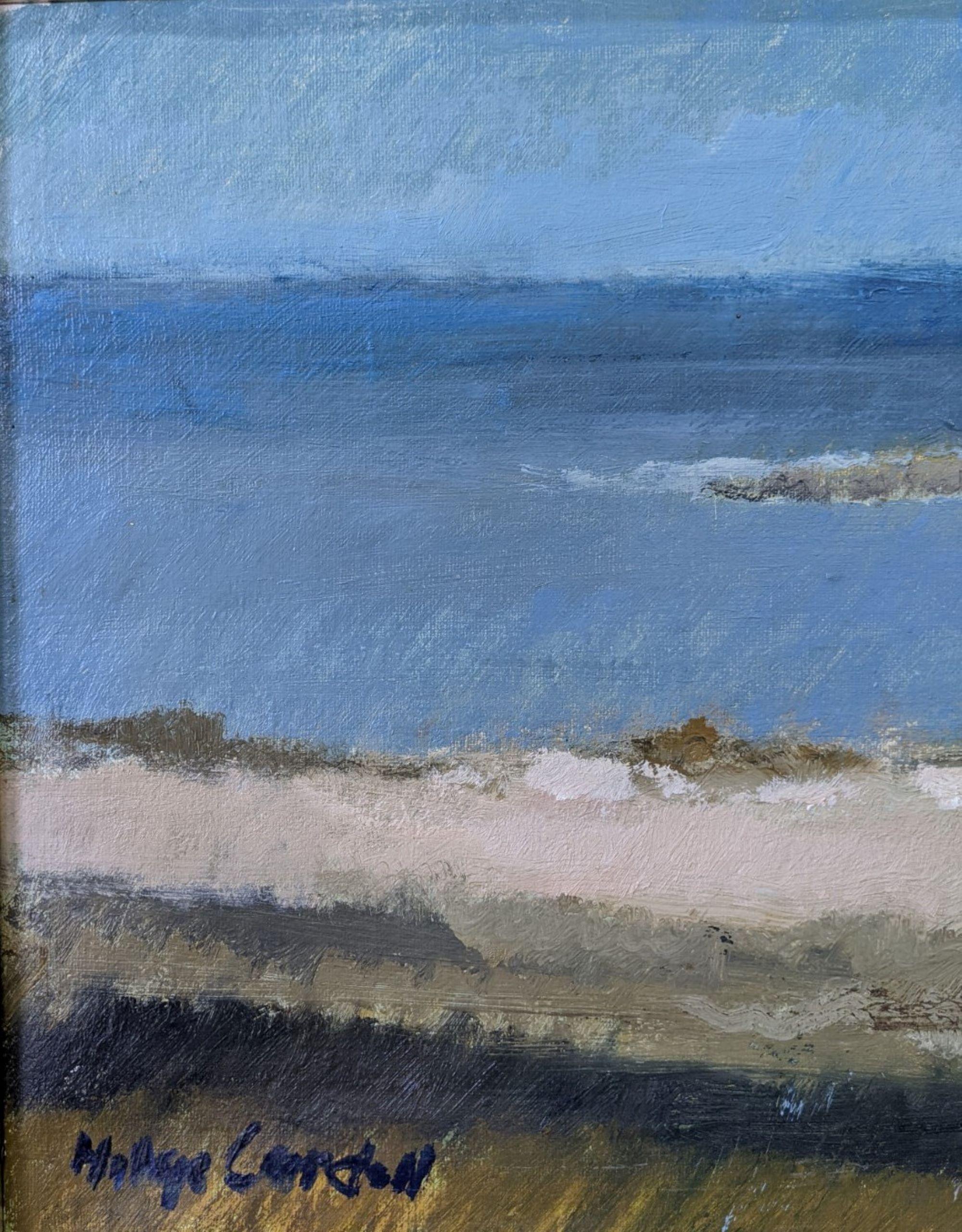 Vintage Swedish Mid-Century Framed Coastal Landscape Oil Painting - Blue Breeze 4