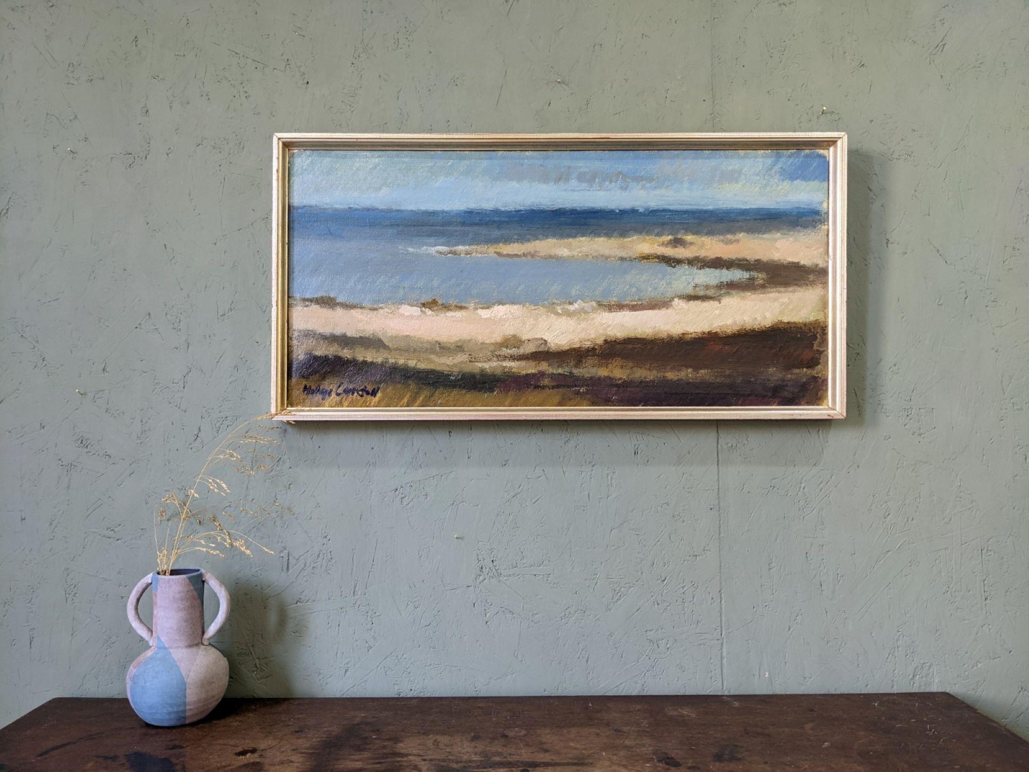 Vintage Swedish Mid-Century Framed Coastal Landscape Oil Painting - Blue Breeze 7