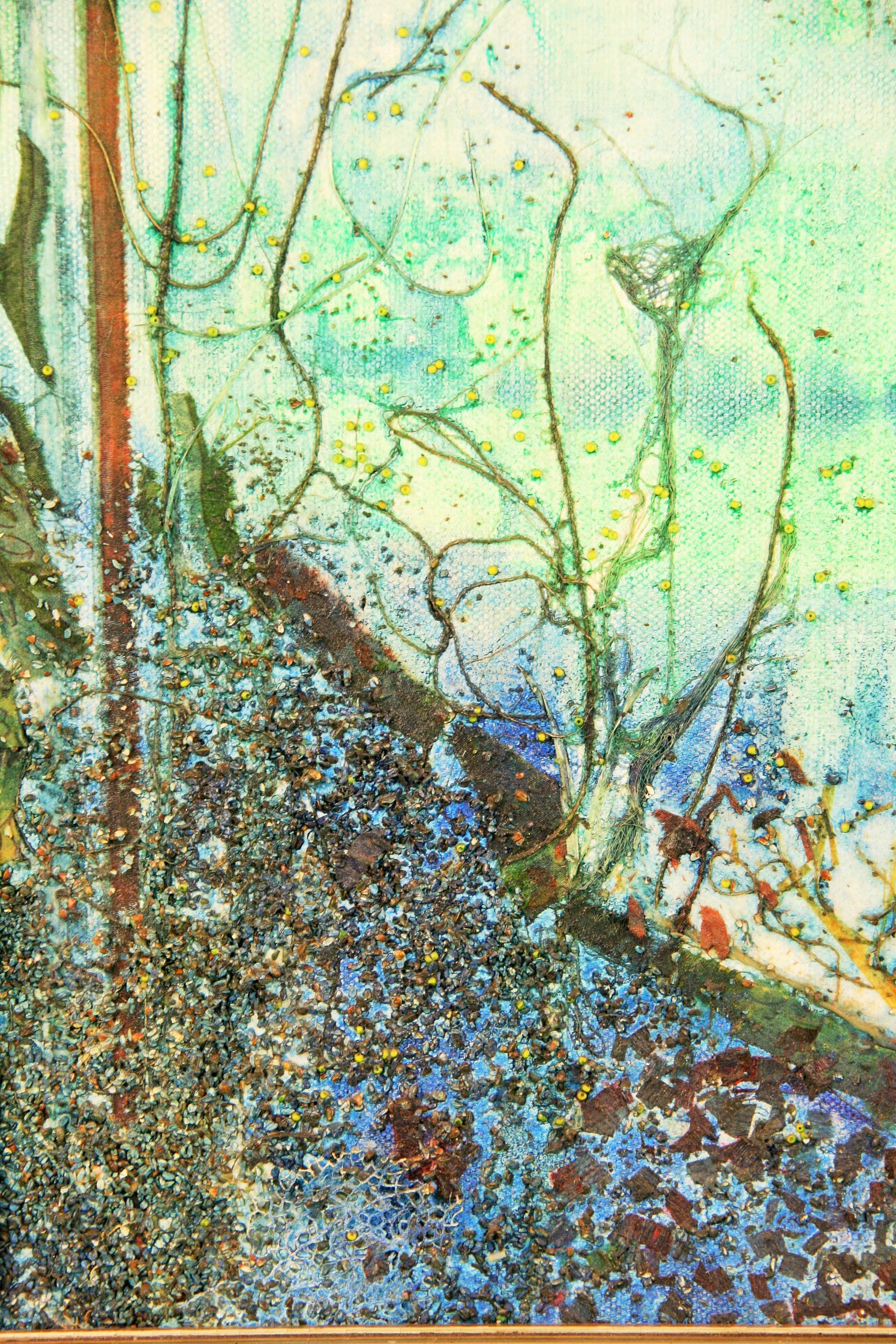 Vintage  Aquatique  Paysage marin de Fanty - Vert Landscape Painting par Unknown