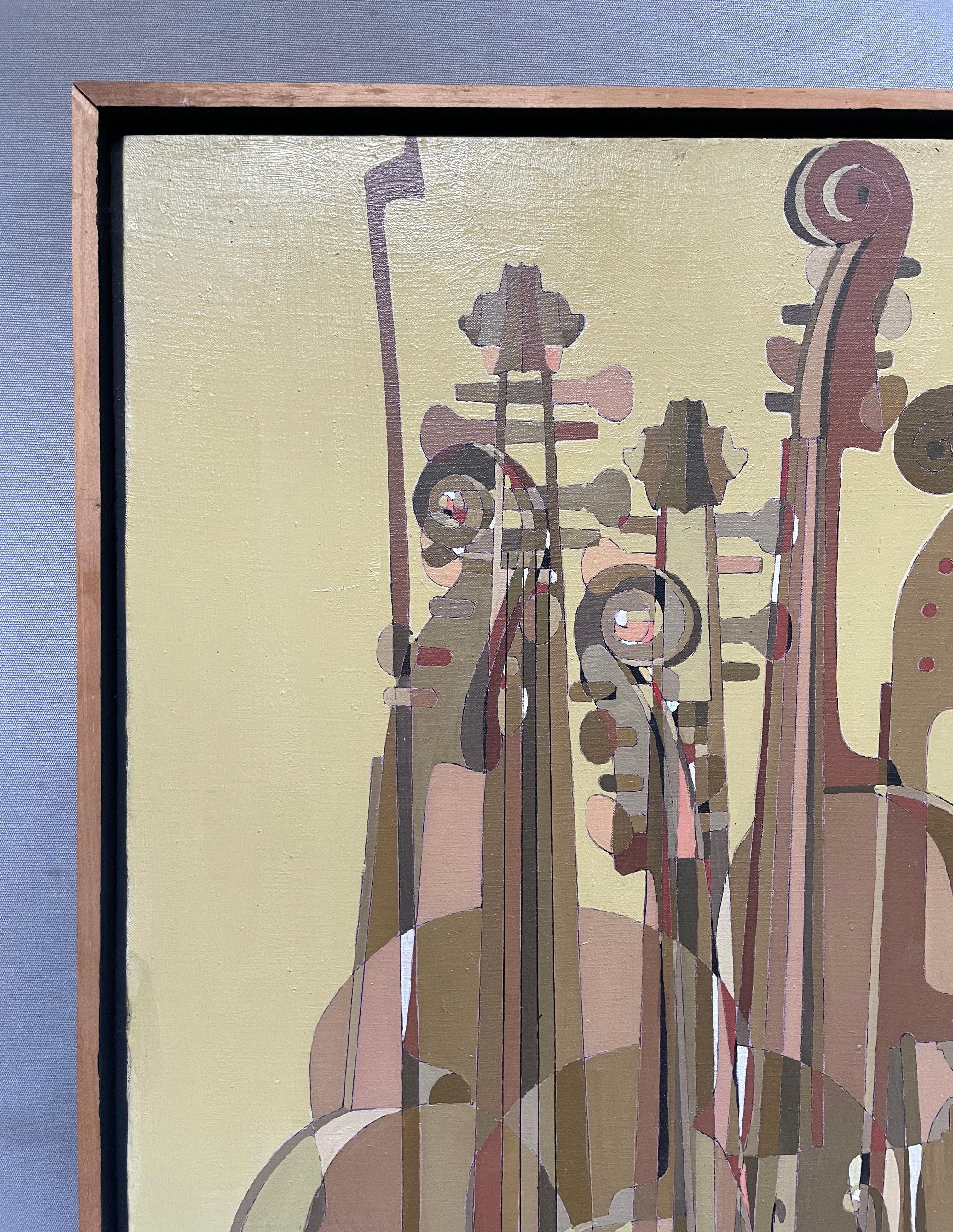 Violins, Oil On Canvas Signed Pierre Laban - Beige Still-Life Painting by Unknown