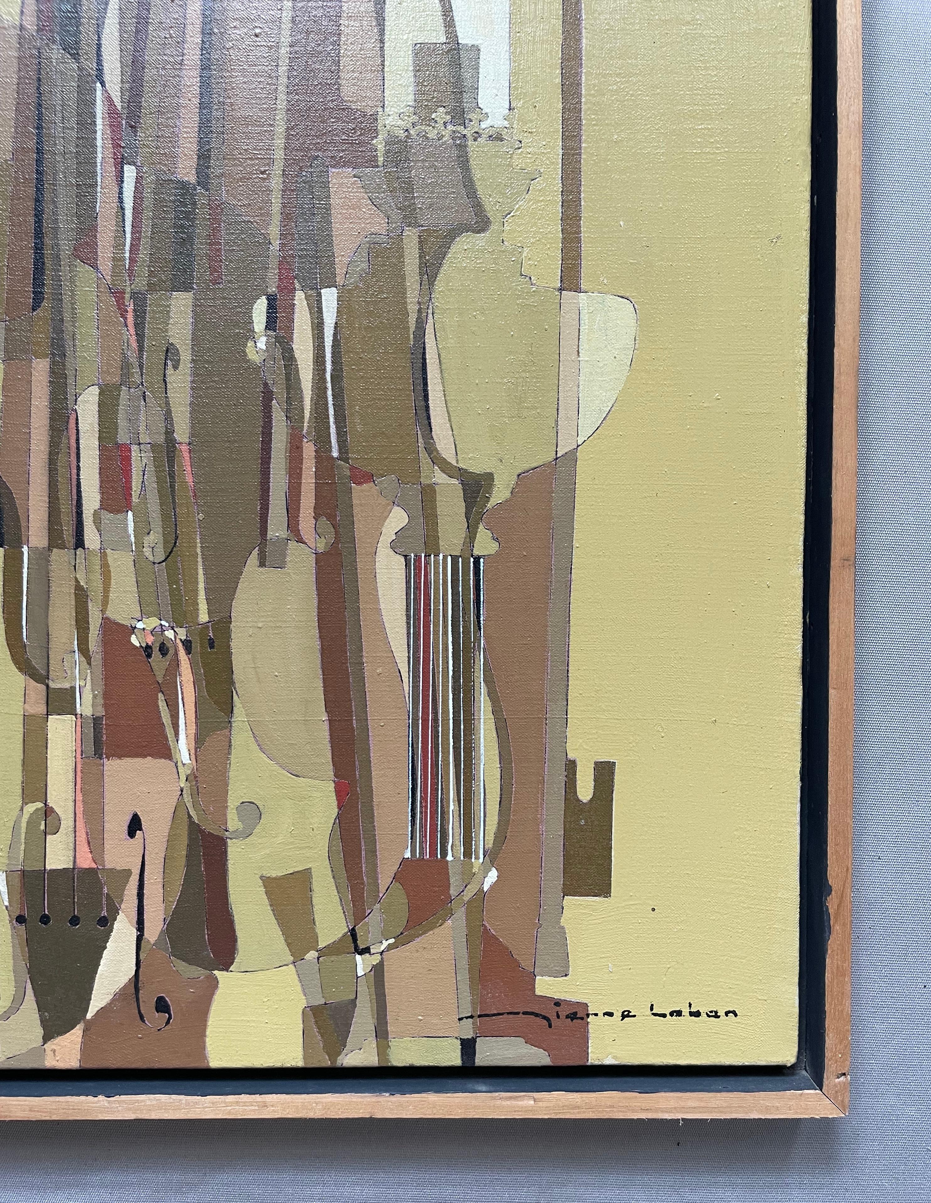 Violins, Oil On Canvas Signed Pierre Laban For Sale 1