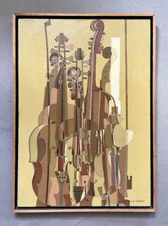 Violins, Oil On Canvas Signed Pierre Laban