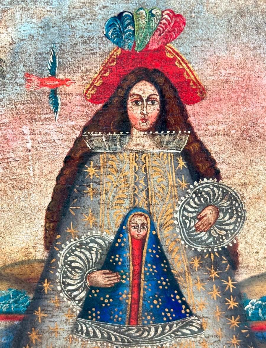 VIRGEN CON NIÑO - ESCUELA CUZQUEÑA - SIGLO XIX For Sale 1
