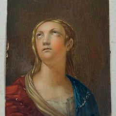 Virgen en miniatura - pintada sobre placa de hueso.