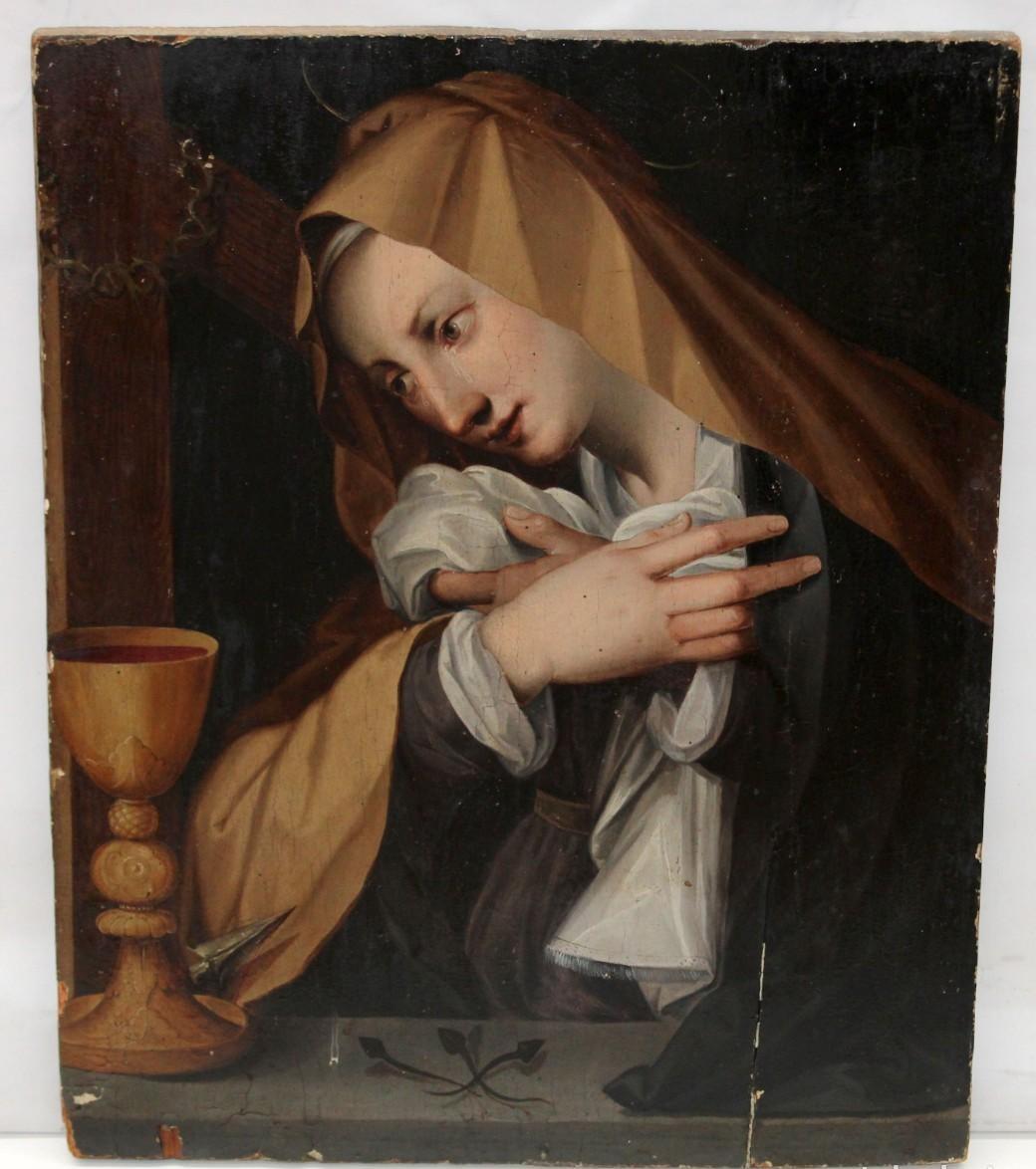 Virgin and Chalice – Florentine School – Circle of Alessandro Allori – 17th Cent - Painting by Unknown
