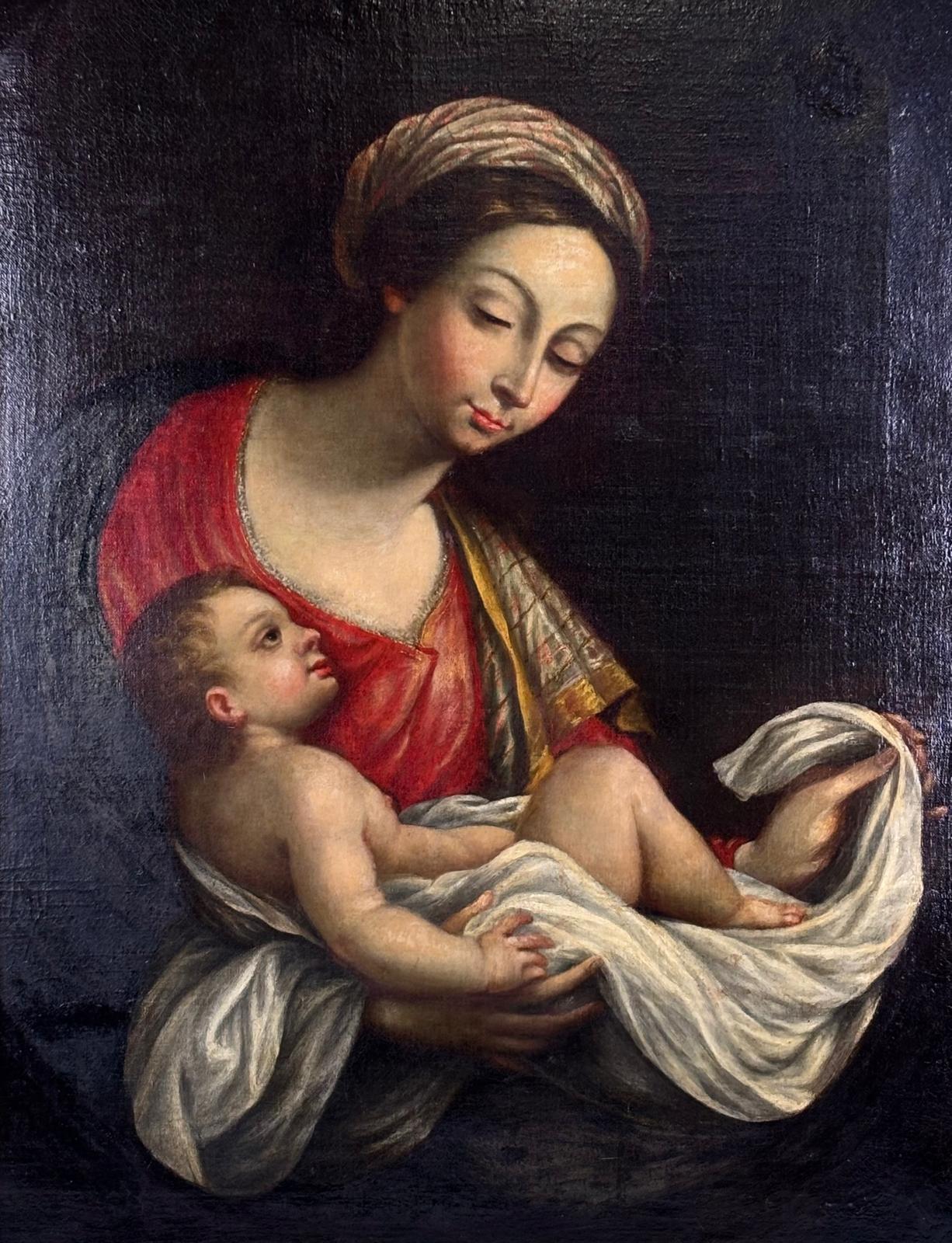Unknown Figurative Painting - VIRGIN AND CHILD - 18TH CENTURY ITALIAN SCHOOL - FOLLOWER OF JACOPO AMIGONI