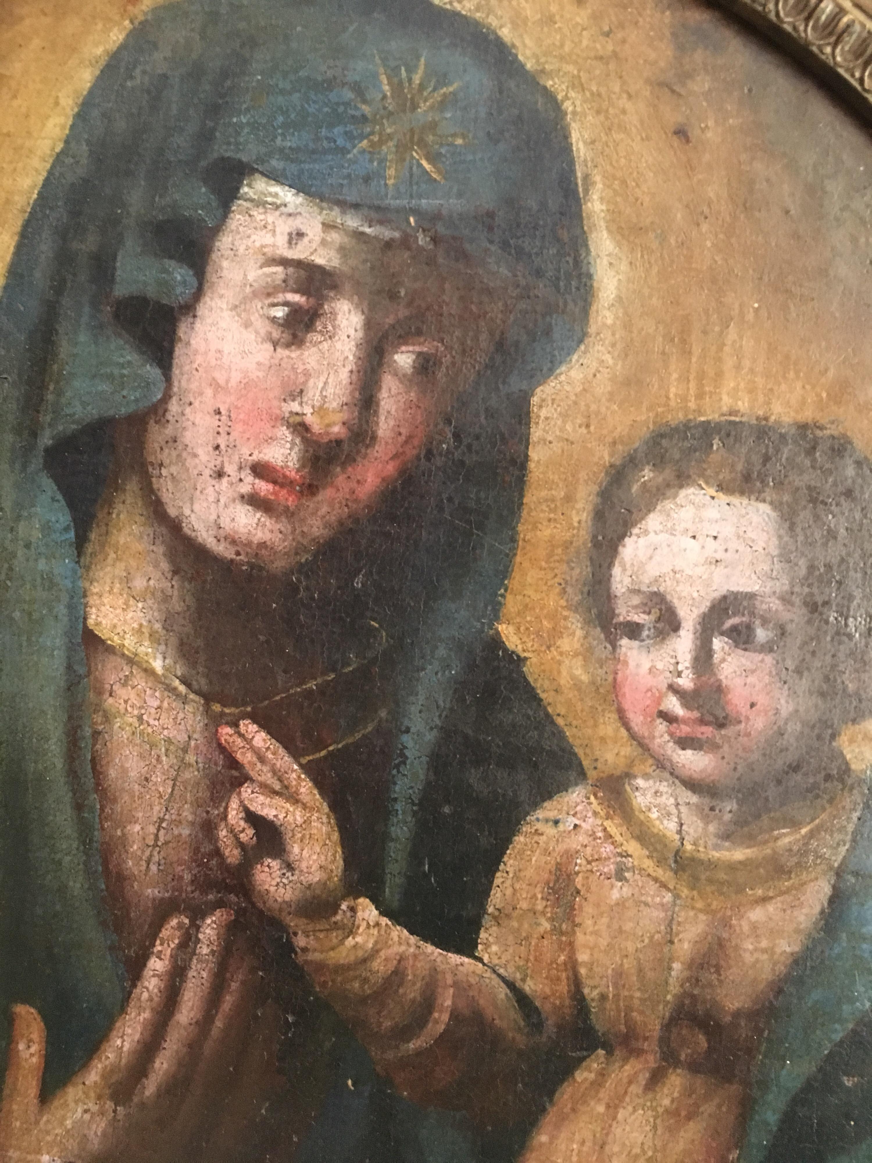 Virgin and Child, 18th Century Portrait of Mary and Jesus, Oval Oil Painting 4