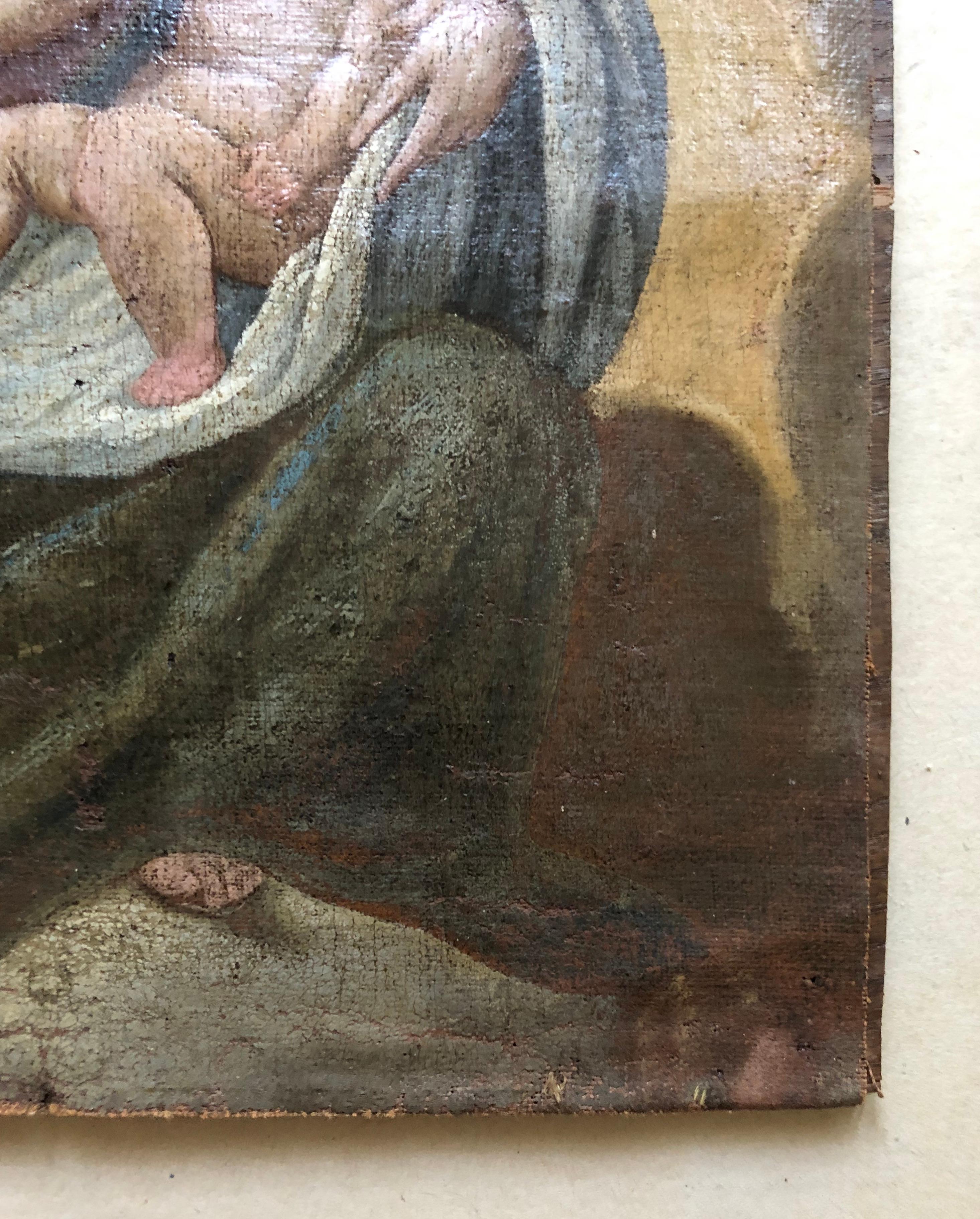 Vergine e Bambino, olio su tela del XVIII secolo 2