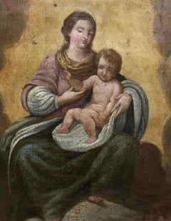 Vergine e Bambino, olio su tela del XVIII secolo