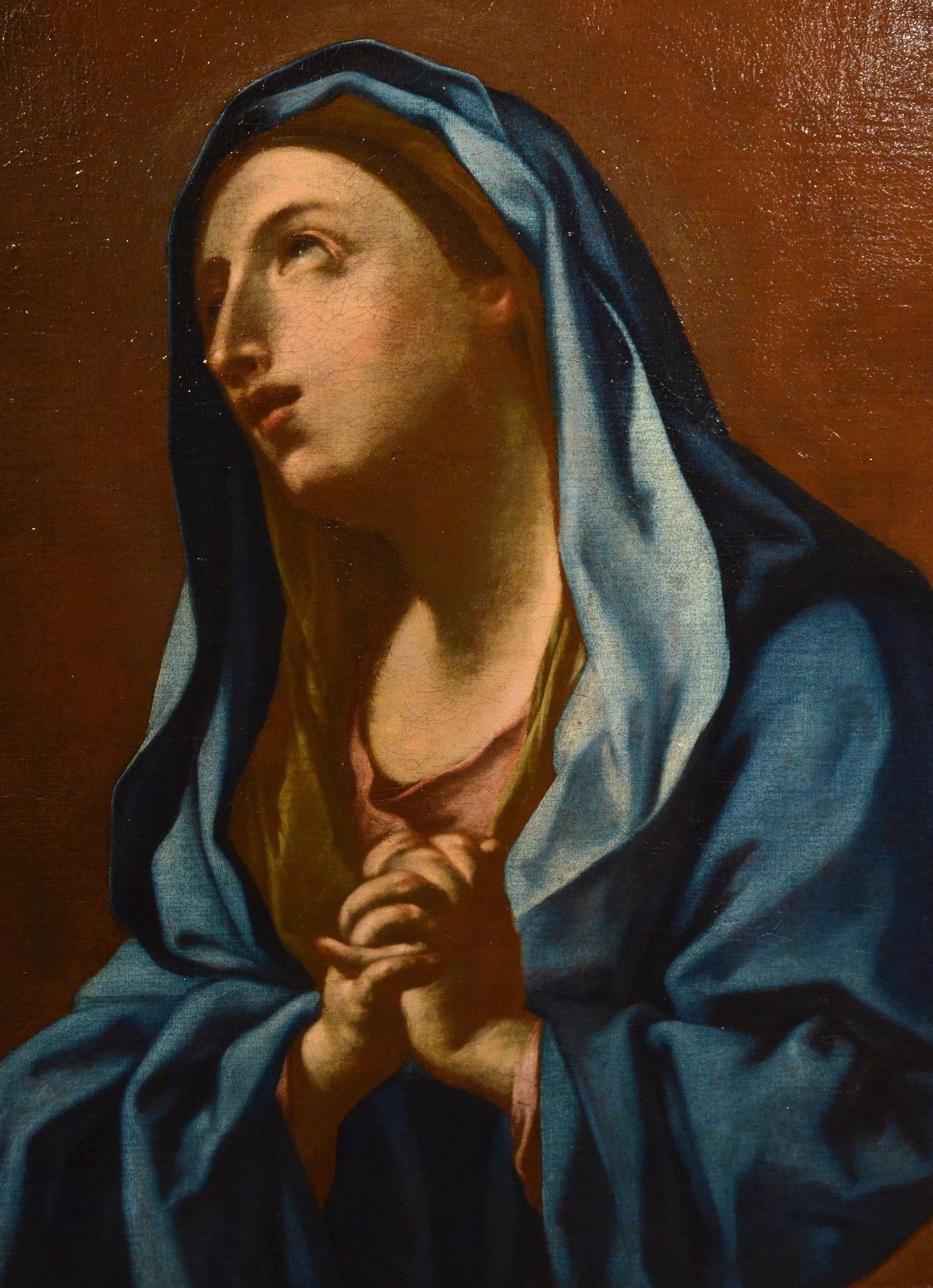 Virgin Madonna Oil on canvas Paint Old master Roman School 17/18th Century Italy - Old Masters Painting by Unknown